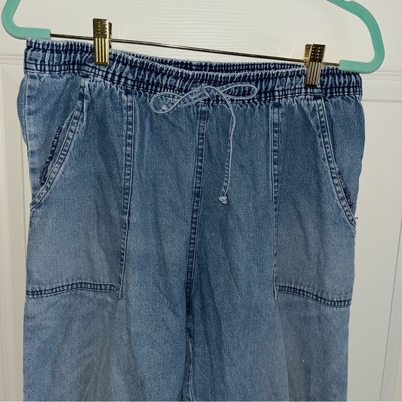 Vintage Cat Embroidered Blue Denim Pants Jeans KT Sport 31” M cropped retro - Picture 5 of 8